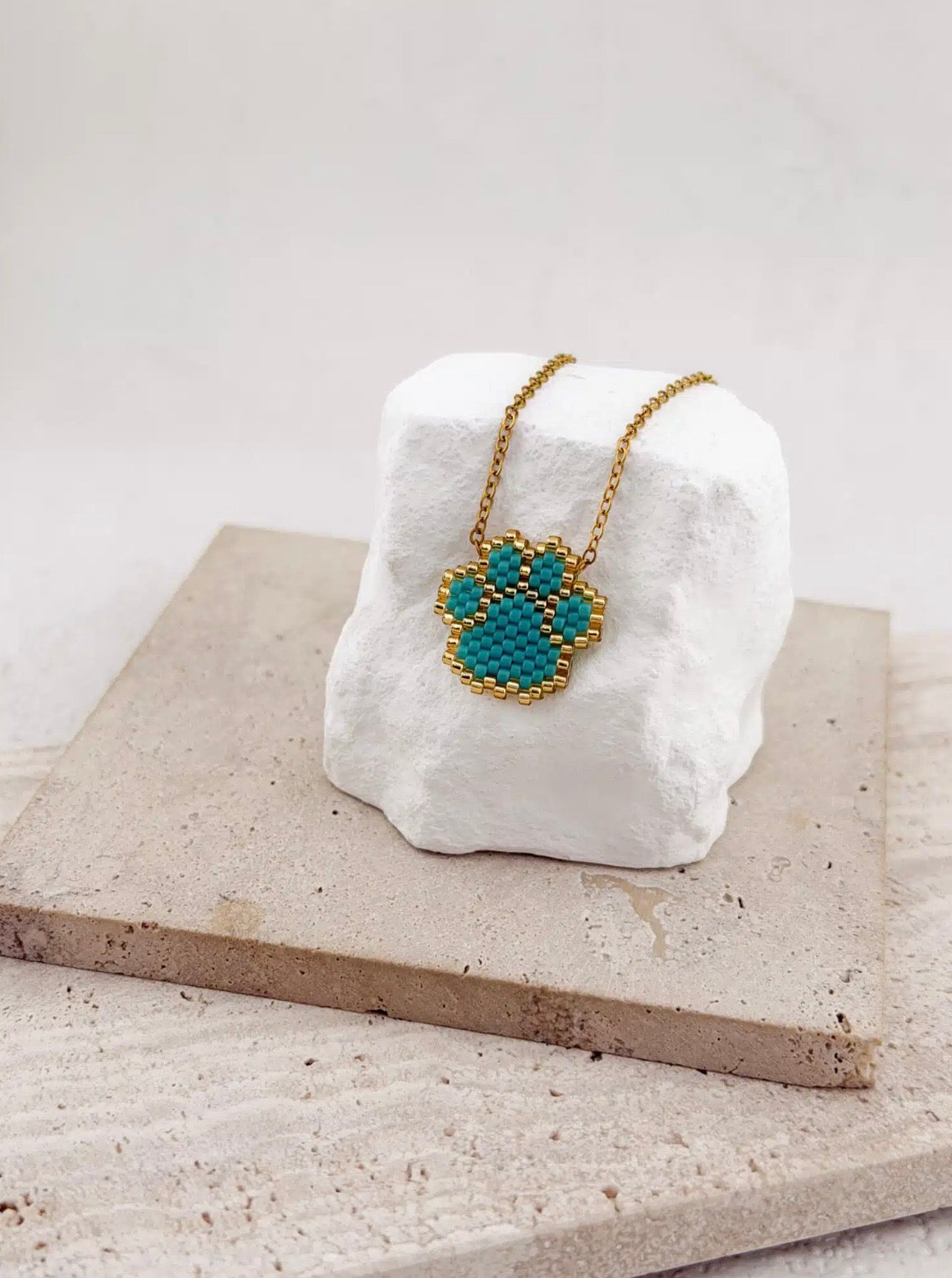 Turquoise Meow Τρικουάζ Χρυσό )Ανοξείδωτο Ατσάλι